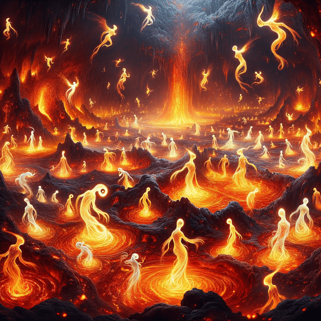 Fire elementals in a volcano causing paranormal weather