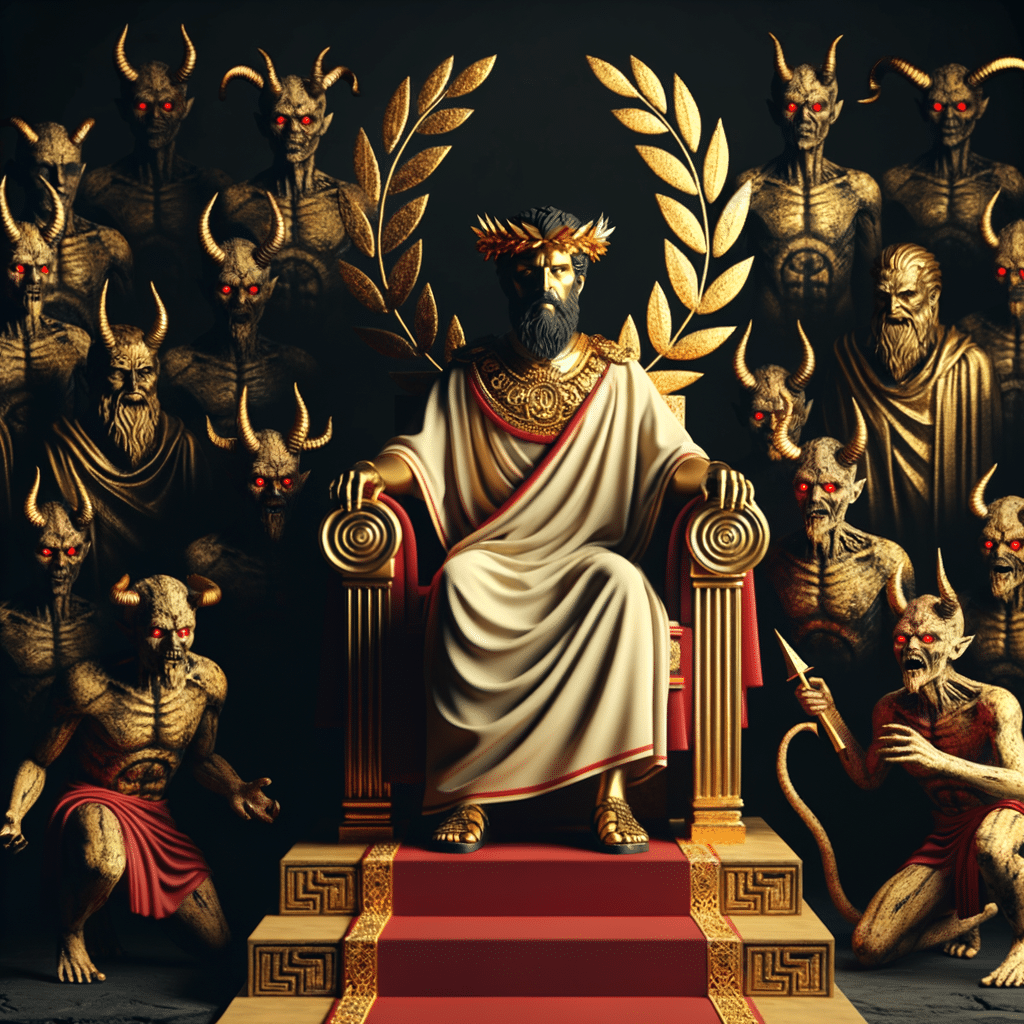 Emperor Nero with demons