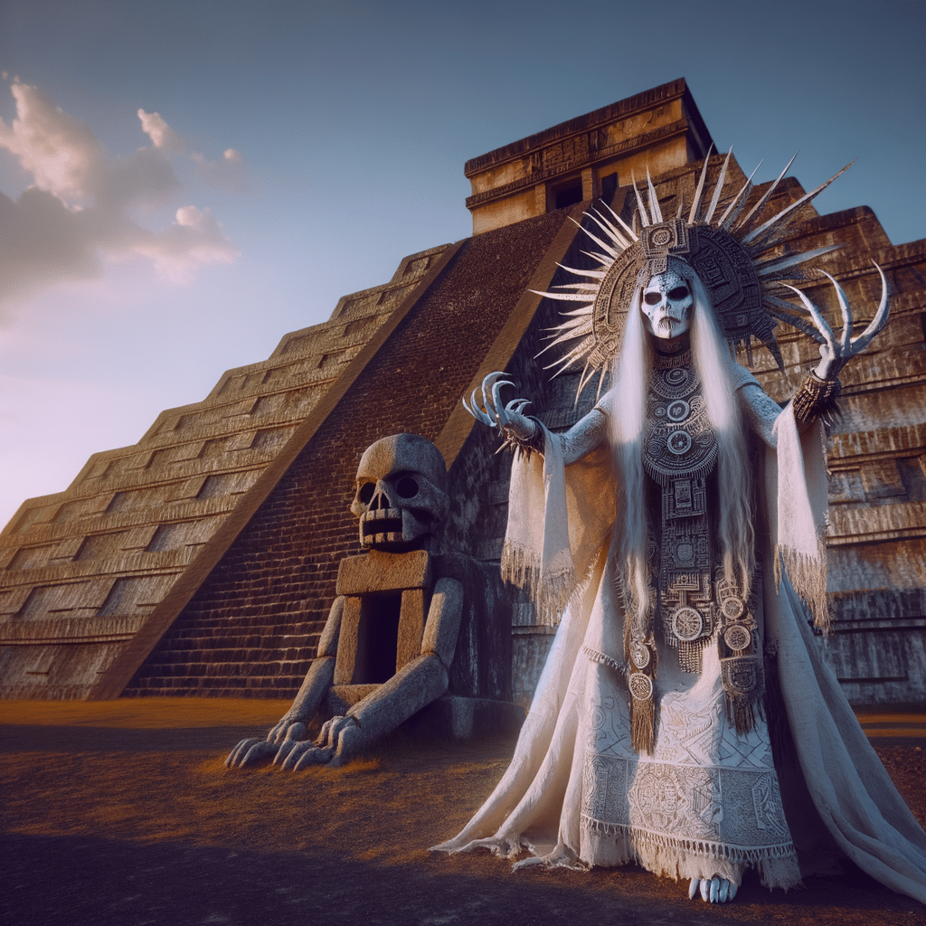 Cihuateteo by pyramid